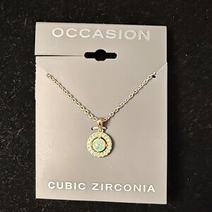 Occasion Rose Gold and CZ with faux opal Necklace